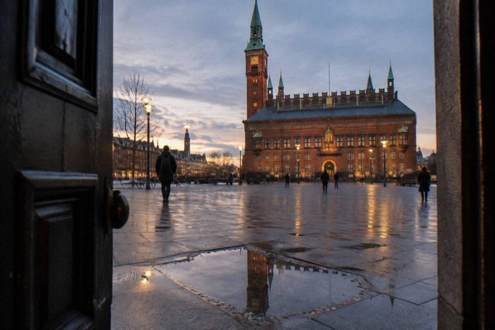 Copenhagen city hall facade on Radhuspladsen square